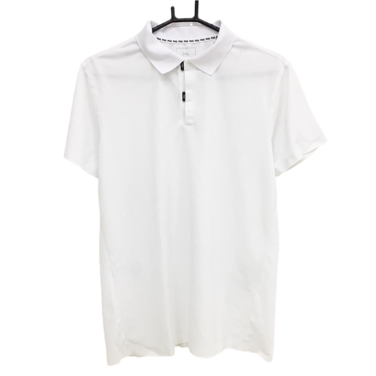 緊急値下げ　美品PGG パーリーゲイツ半袖ポロシャツ　背中ロゴ　ホワイト 美品】PGGパーリーゲイツ 半袖ポロシャツ 白 バックロゴ メンズ 5(L