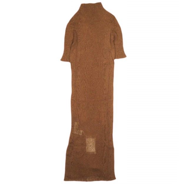 TAN タン 22SS 日本製 SPARKLE DRESS リブ編みニットロングワンピース TN22SS002 Free BRONZE 五分袖 ドレス トップス g23077