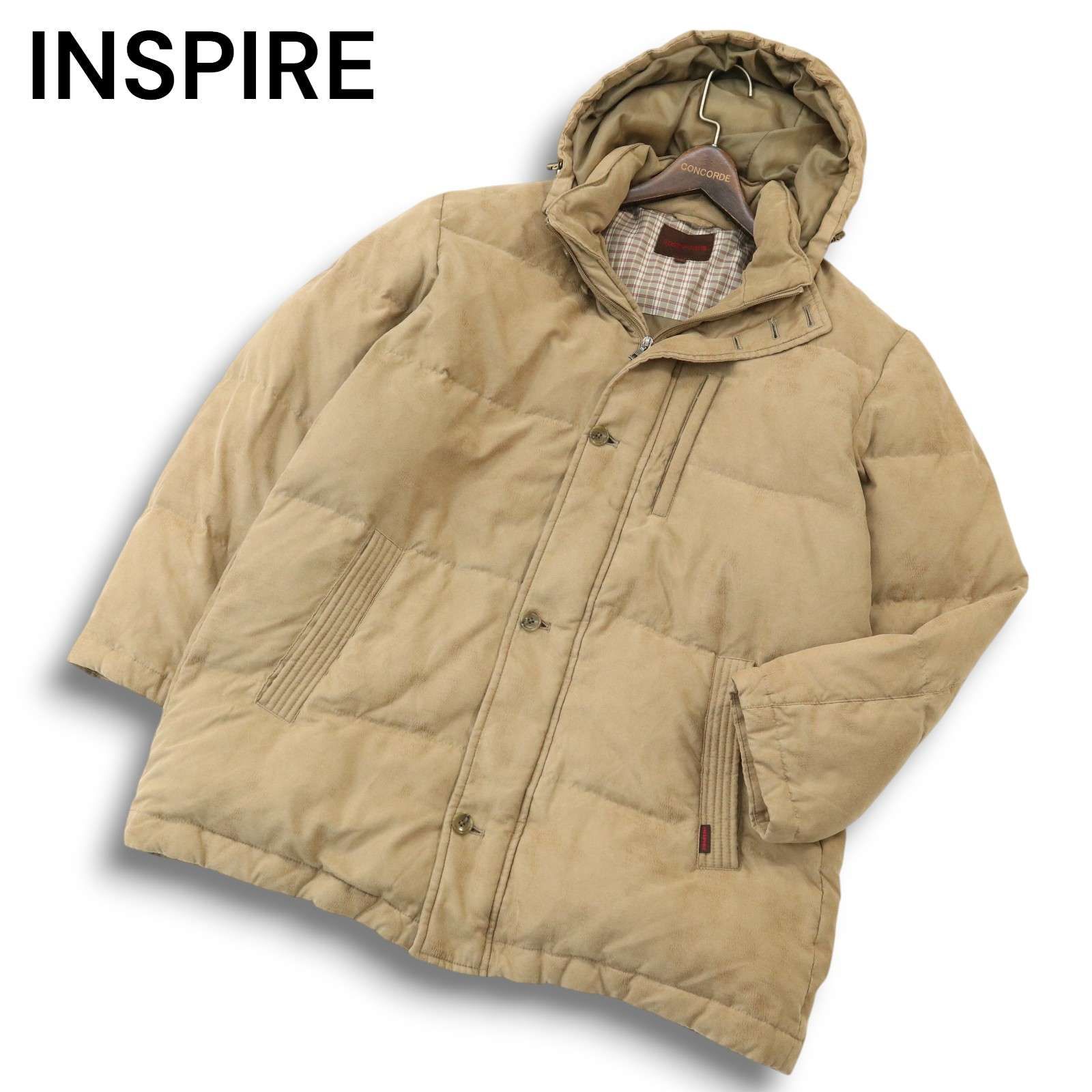 INSPIRE インスパイア 秋冬☆ レザー調 フーディー ダウン ジャケット 
