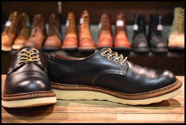 8D 15年 レッドウィング 8002 オックスフォード 黒 ブラック プレーントゥ ローカット 短靴 編み上げ ブーツ redwing HOPESMORE FJ166