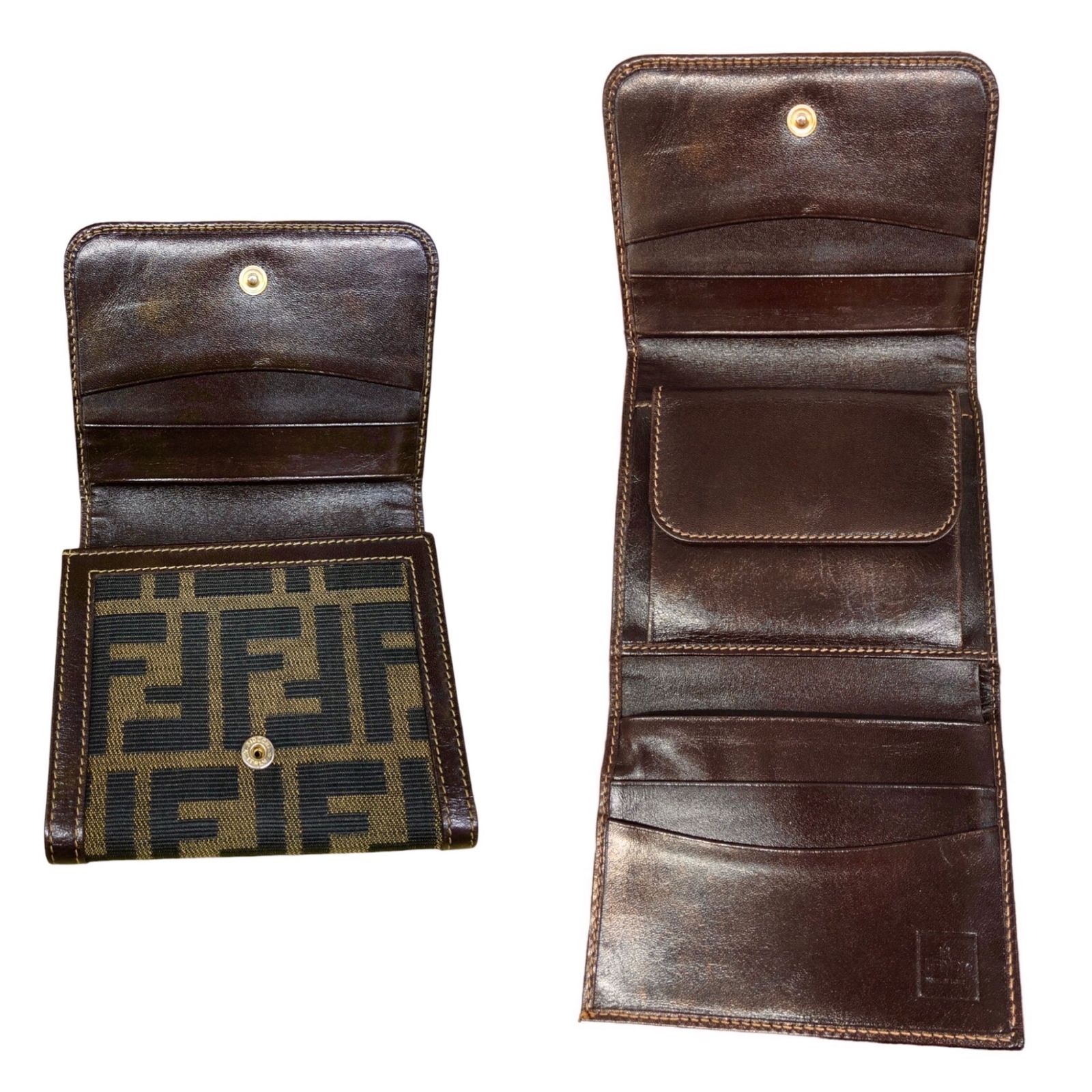 FENDI ズッカ柄 三つ折り財布 ブラウン FENDI (フェンディ) キャンバス ZUCCA ズッカ柄 三つ折り財布 2251