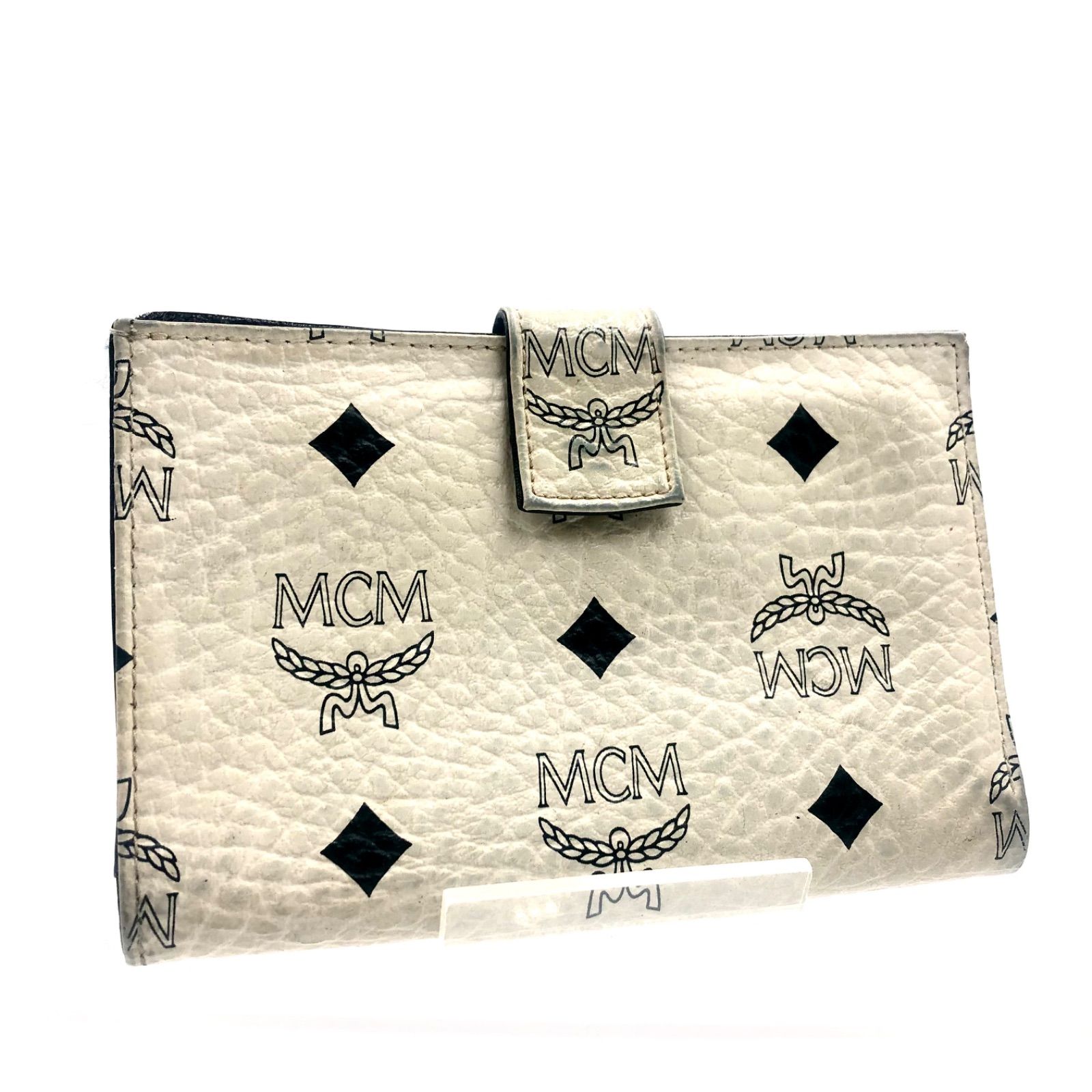 [美品]MCM エムシーエム モノグラム ヴィセトス柄 レザー 二つ折り 財布 極美品 エムシーエム モノグラム ヴィセトス 二つ折り財布
