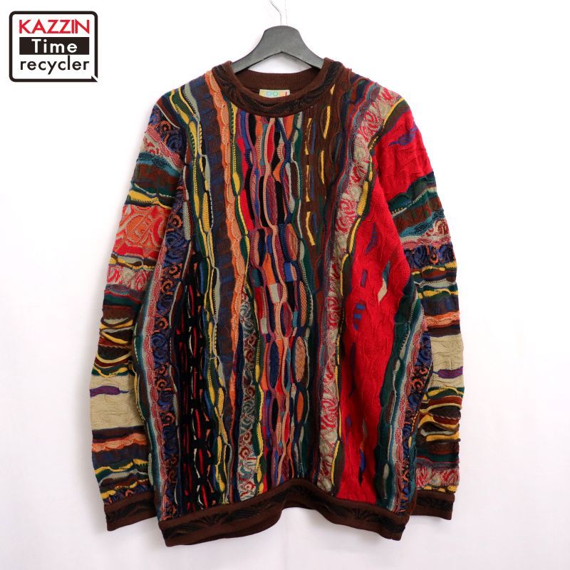 デザインニット レトロニット レトロセーター 総柄ニット ユニセックス 古着 古着 80s GIVENCHY 紋章 マルチ チェック 総柄 アクリル ウール