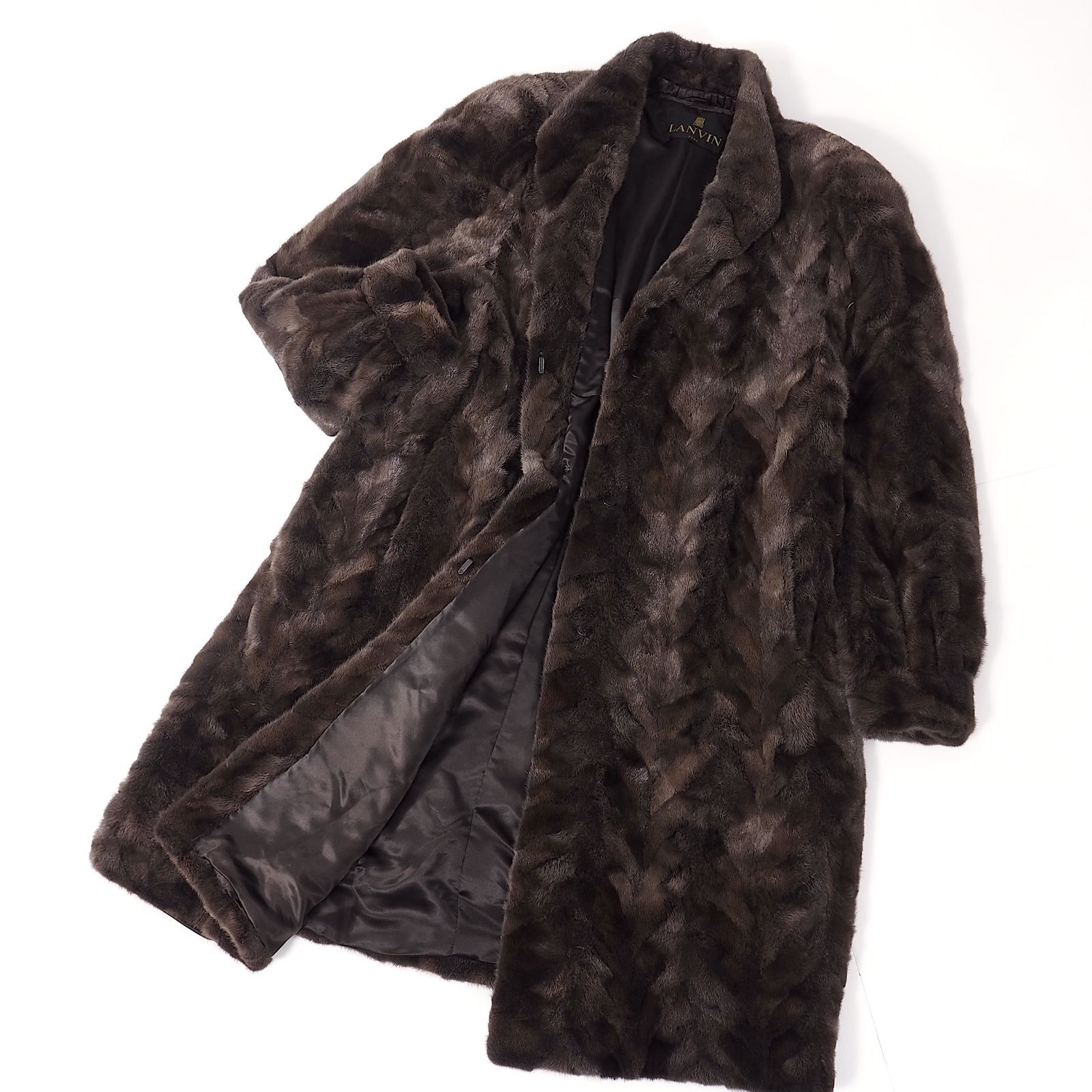 ランバン　毛皮コート　LANVIN BLACKGLAMA ブラックグラマ　肉厚 美品/艶々》総丈92.5cm ランバン ブラックグラマ ミンクファーコート
