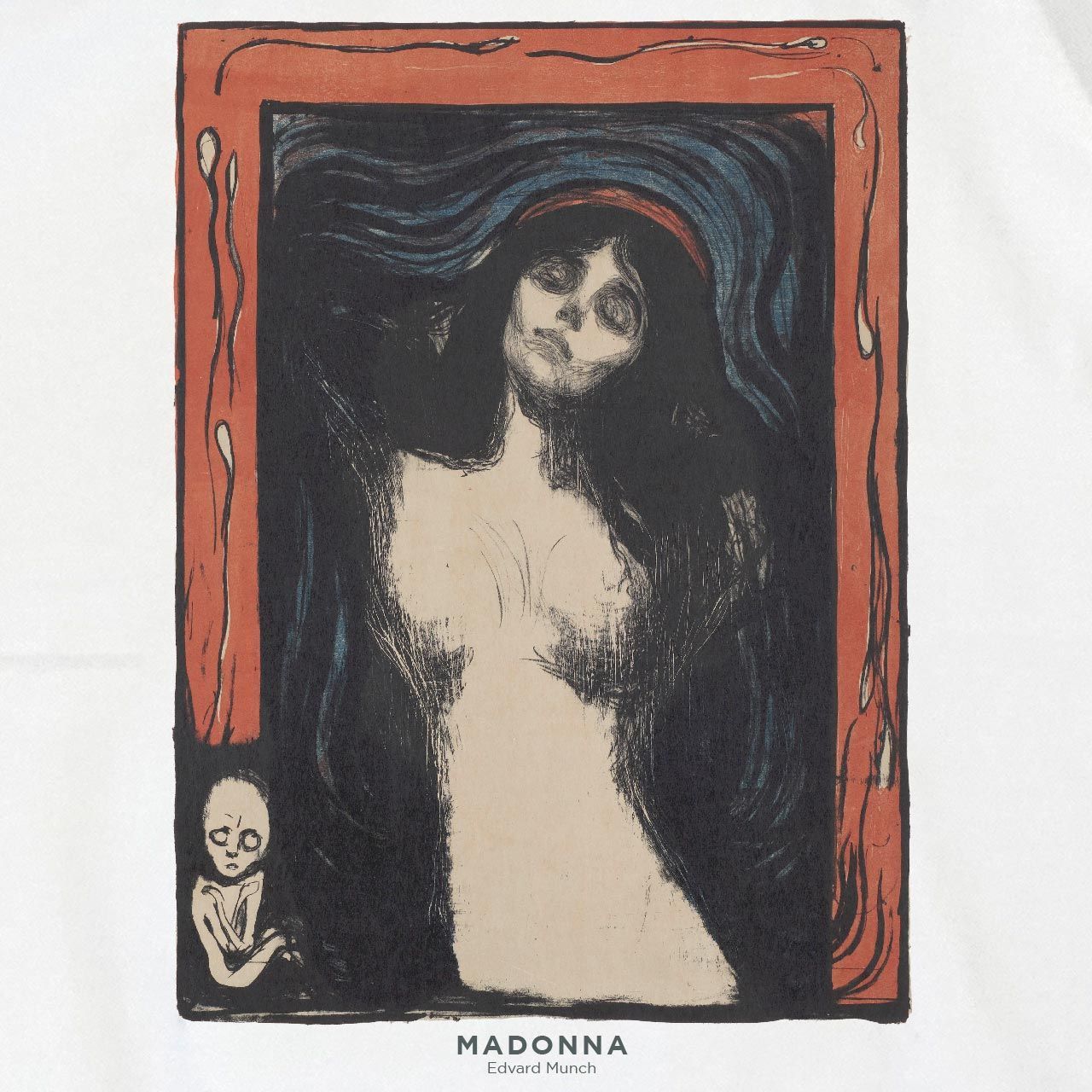 未着用品　エドヴァルド・ムンク　マドンナ　Tシャツ サイズＬ　怖い絵展　ムンク マドンナ / エドヴァルド・ムンク 半袖 Tシャツ ホワイト GILDAN