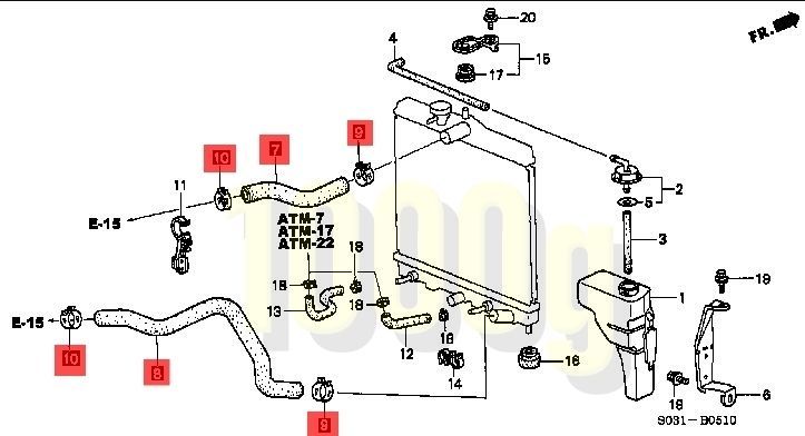 ホンダ純正 HONDA 超 品 シビック EK9 タイプＲ ラジエターホース 上下セット 取付クリップ付 ＴＹＰＥ R