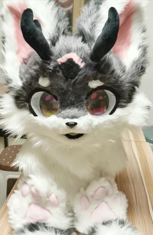 ファースーツ 着ぐるみセット NO.67 グレー ケモノ ファースーツ 全頭ヘッド ぬいぐるみ コスプレ コスチューム kigurumi