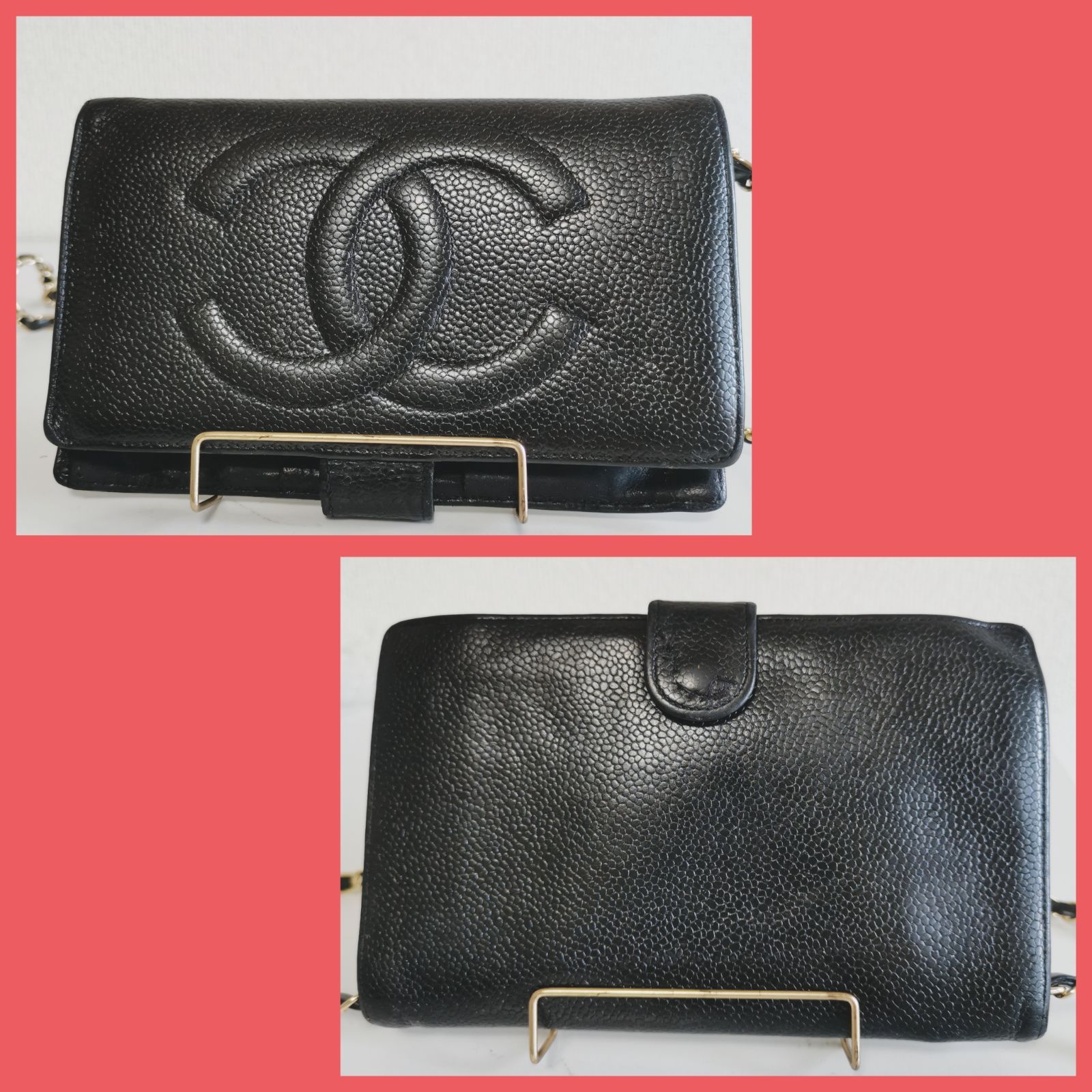 【超人気品】シャネルCHANEL黒マチあり長財布 キャビアスキン新品チェーン 超人気品】シャネルCHANEL大ココマーク キャビアスキンがま口長