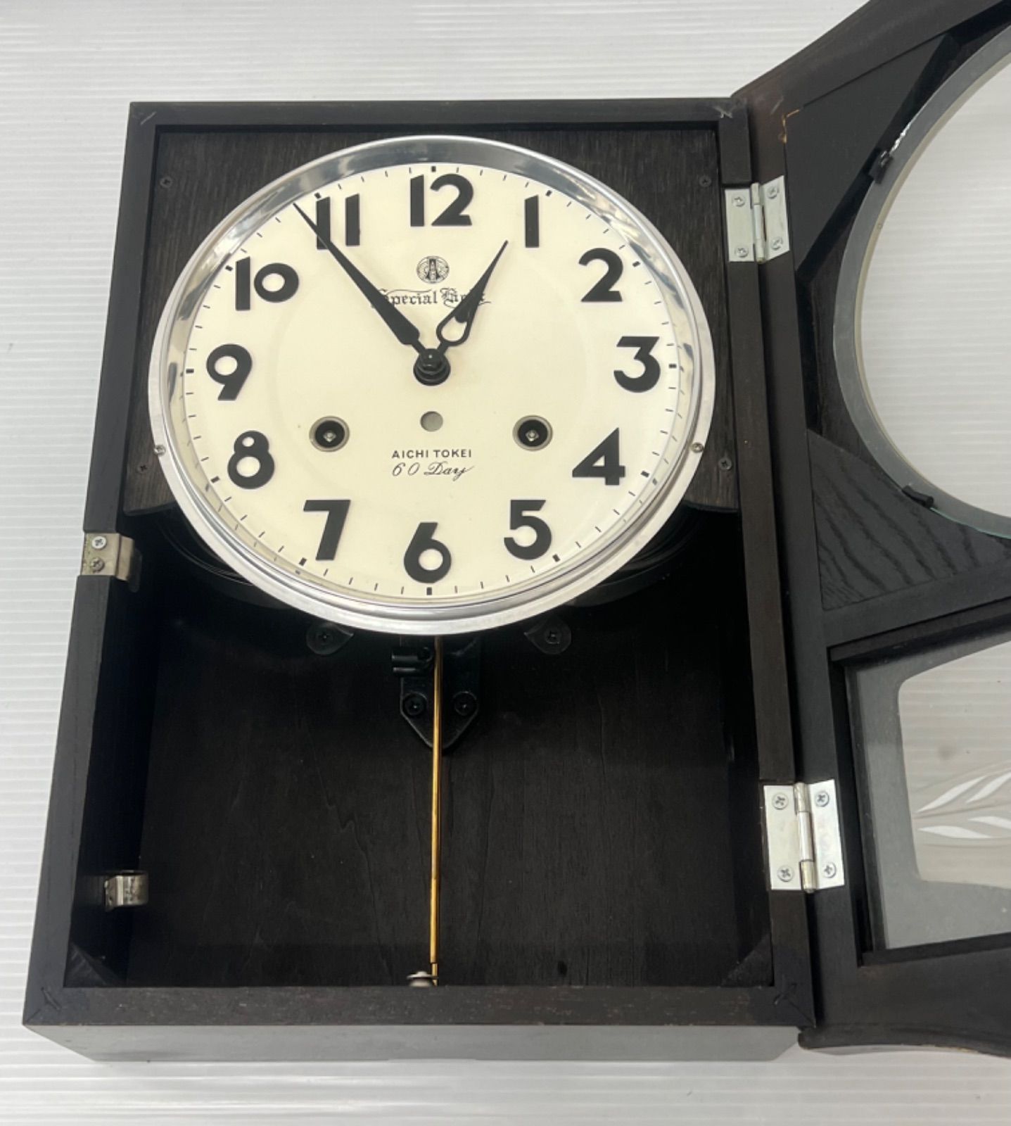 ㉓愛知時計 振り子時計 大型 ゼンマイ式 壁掛け時計 30DAY現状品 ㉓愛知時計 振り子時計 大型 ゼンマイ式 壁掛け時計 30DAY現状品