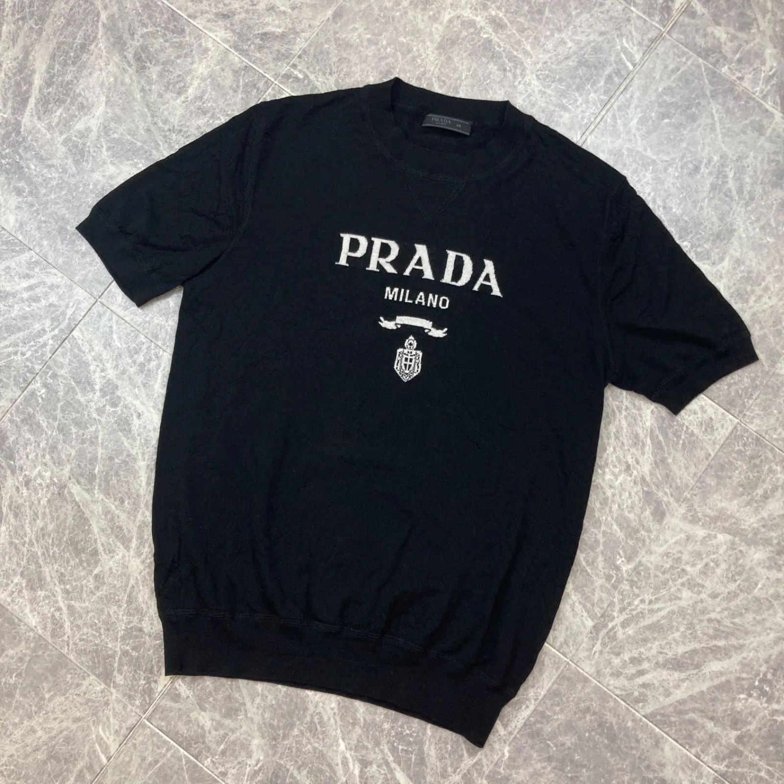 PRADA プラダ セーター 21年製 ハイゲージ ニット ロゴ シグネチャー 