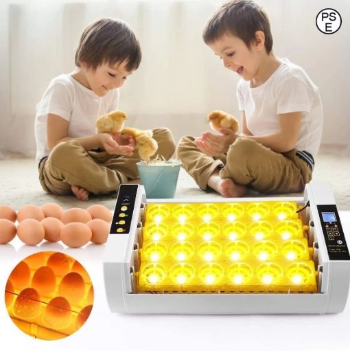 自動孵卵器 検卵ライト内蔵 インキュベーター LED液晶 孵化率アップ 鳥類 ふ卵器 自動転卵式 ヒヨコ生まれ 24個 自動温度制 016