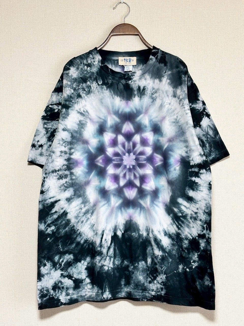 タイダイ Tシャツ XLサイズ 曼荼羅 ブラック ムラ染め Hippies Dye HD23-81
