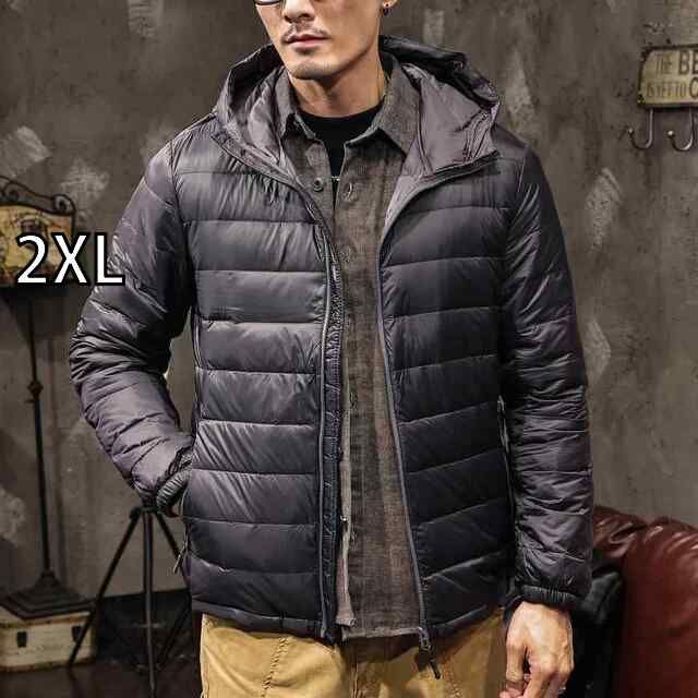 2XL 秋冬 コーデ メンズ 服 シンプル ファッション オシャレ 大人 かっこいい 大きいサイズ ストリート 紳士服 ダック ダウン ジャケット アウター フード付き