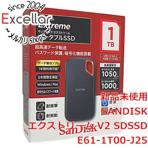 bn:13] 【新品(開封のみ)】 SANDISK ポータブルSSD エクストリーム V2 SDSSDE61-1T00-J25 1TB - メルカリ