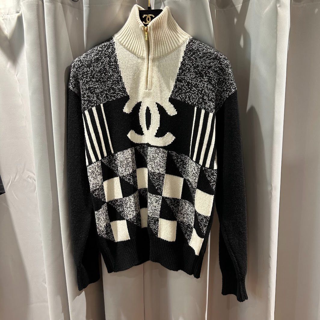 シャネル ニットハーフジップアップ ブラック サイズ36 P73216 - メルカリ 