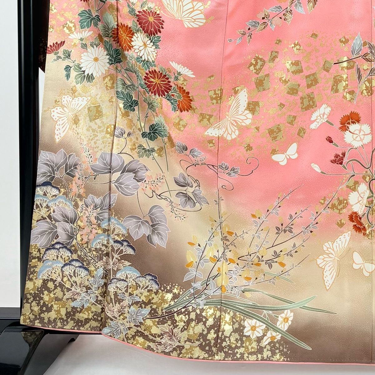 美品　振袖セット　絞り　地紋　鶴　御所車　成人式　結婚式　長襦袢付き　正絹 美品 振袖セット 絞り 地紋 鶴 御所車 成人式 結婚式 長襦袢付き 正絹