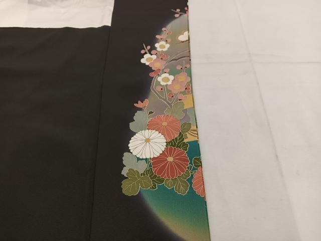 平和屋着物□豪華黒留袖 駒刺繍 御所車雪輪飛鶴花文 金彩