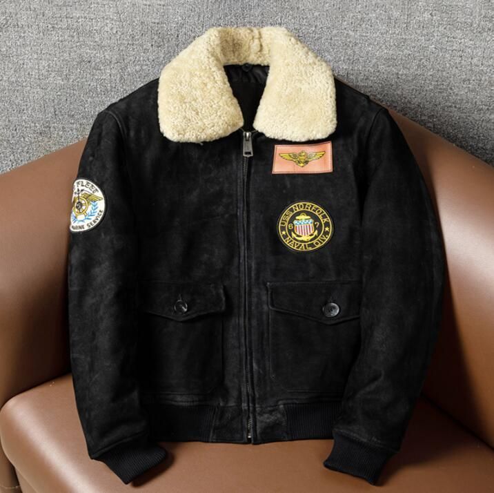 美品フライトジャケット ムートン コート　 本革 防寒服 ラムレザー 牛革冬保温 シープスキン