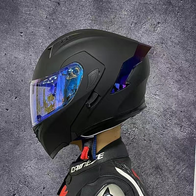 人気システムダブルレンズフルフェイスヘルメットバイクヘルメットＭ－XXL艶消しブラックヘルメットダブルシールドホワイトヘルメットDOT認証内蔵レンズ艶あり黒