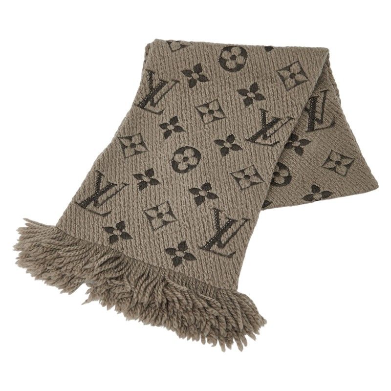 ルイ ヴィトン エシャルプ ロゴマニア M72242 ヴェローヌ グレー ウール シルク レディース LOUIS VUITTON 1-0237703