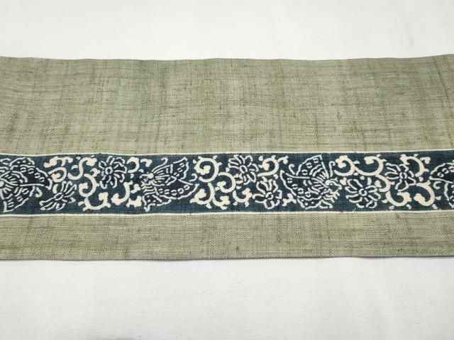 平和屋本店□極上 夏物 和染紅型 栗山紅型 栗山吉三郎 九寸名古屋帯 花