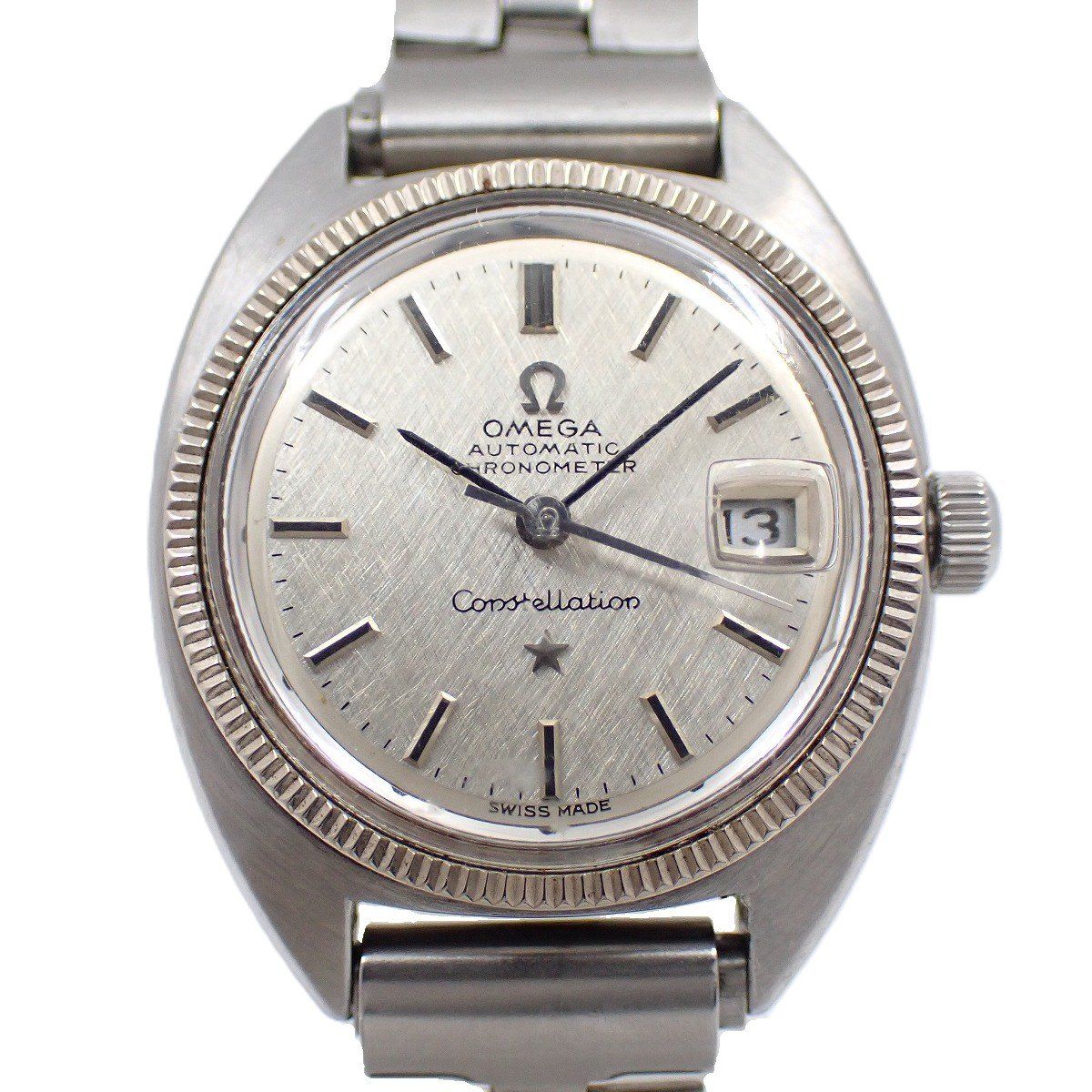 オメガ コンステレーション Cライン クロノメーター自動巻き レディース 腕時計 シルバー文字盤 社外ベルト Cal.662 いおき質店