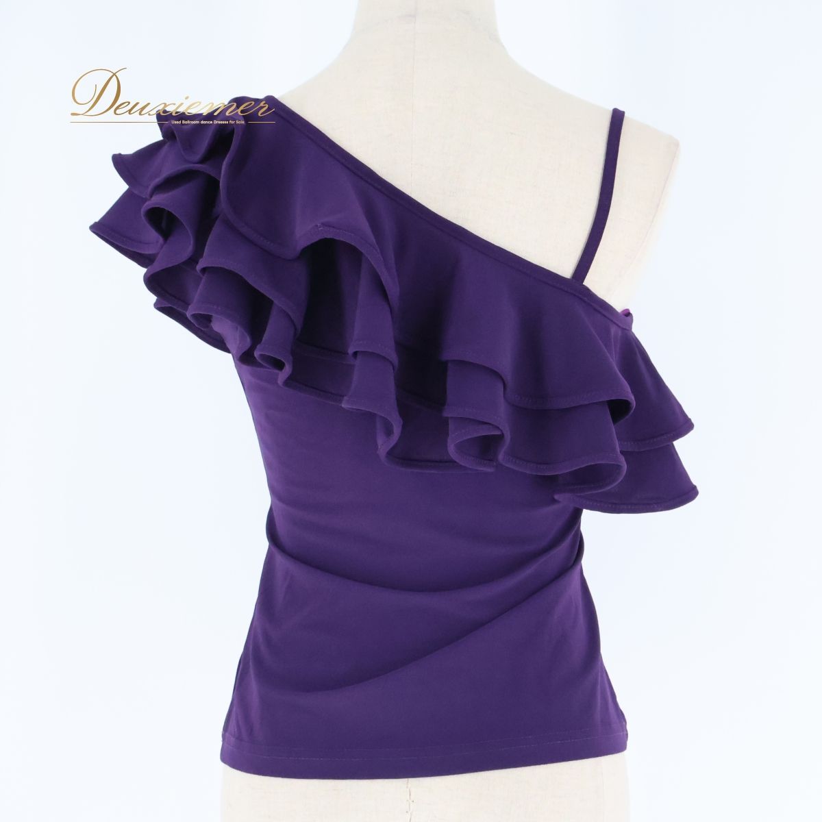 社交ダンス フリルデザイン トップス パープル 社交ダンス 衣装