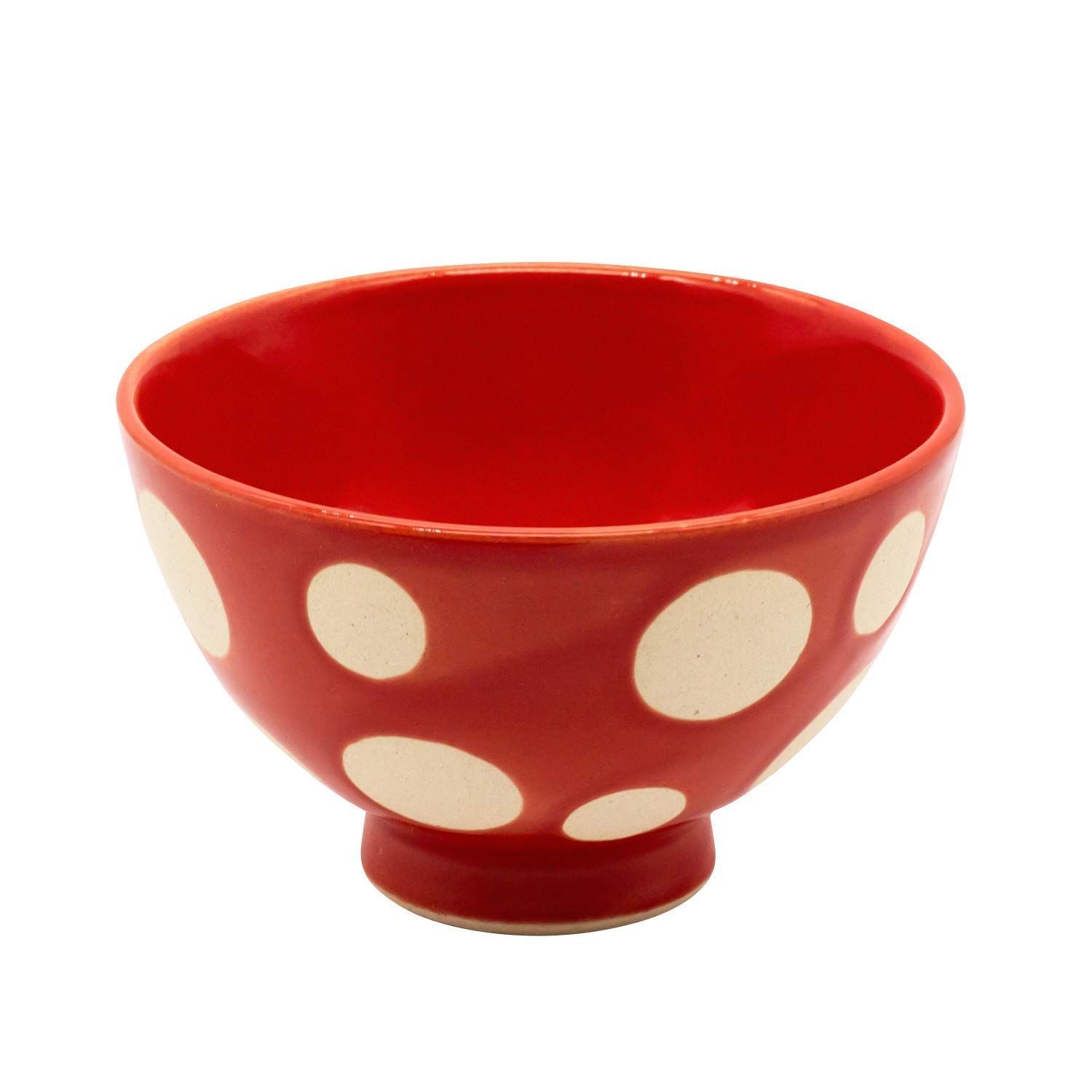 赤絵飯茶碗 2点 (未使用、新品同様) 新着商品】白抜水玉 赤 11cm 茶碗 日本製 飯碗 長十郎窯 477277