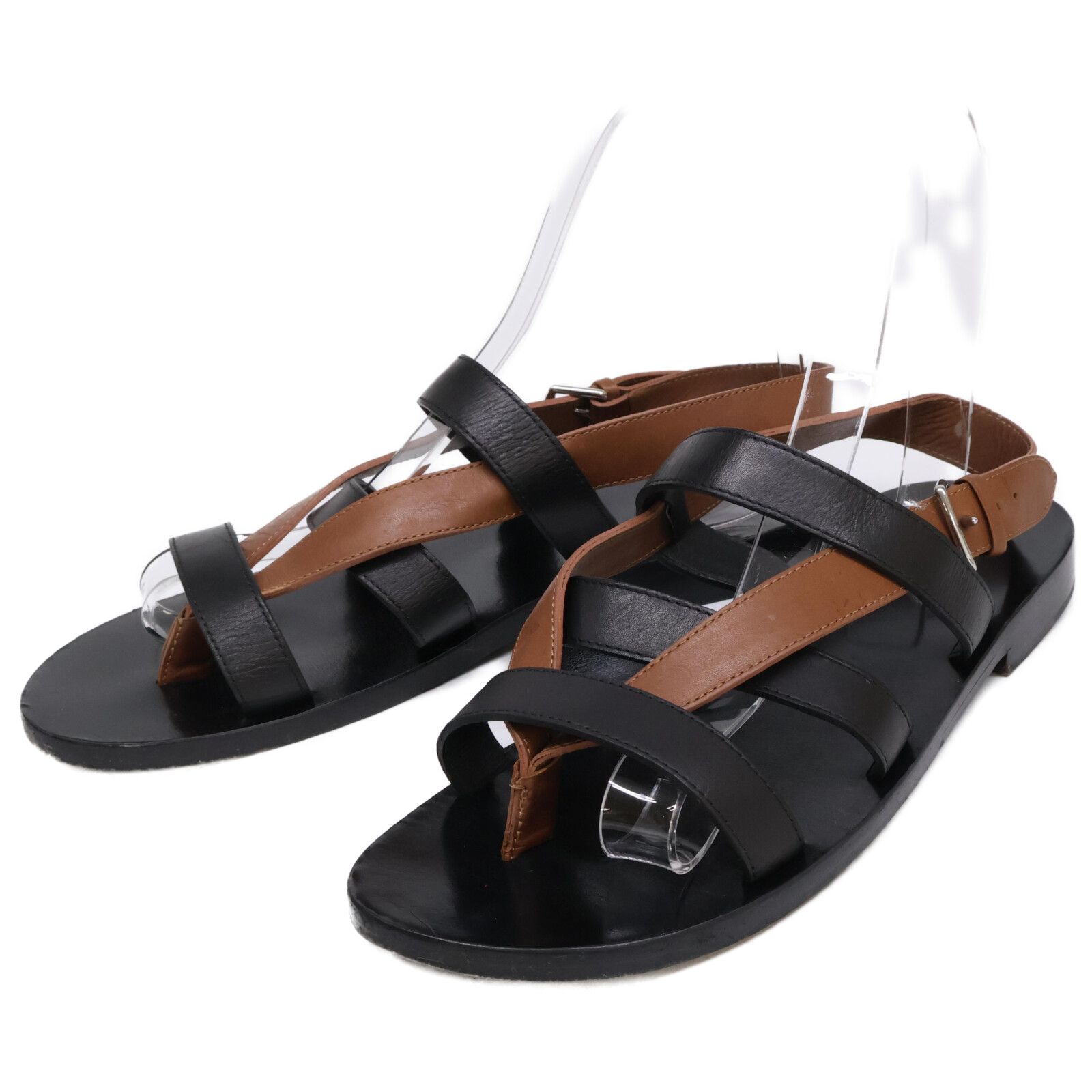 Hermsエルメス革靴レザーサンダル サンダル sandal 41 メンズ エルメス ジャクソン レザー サンダル 41 メンズ ブラック