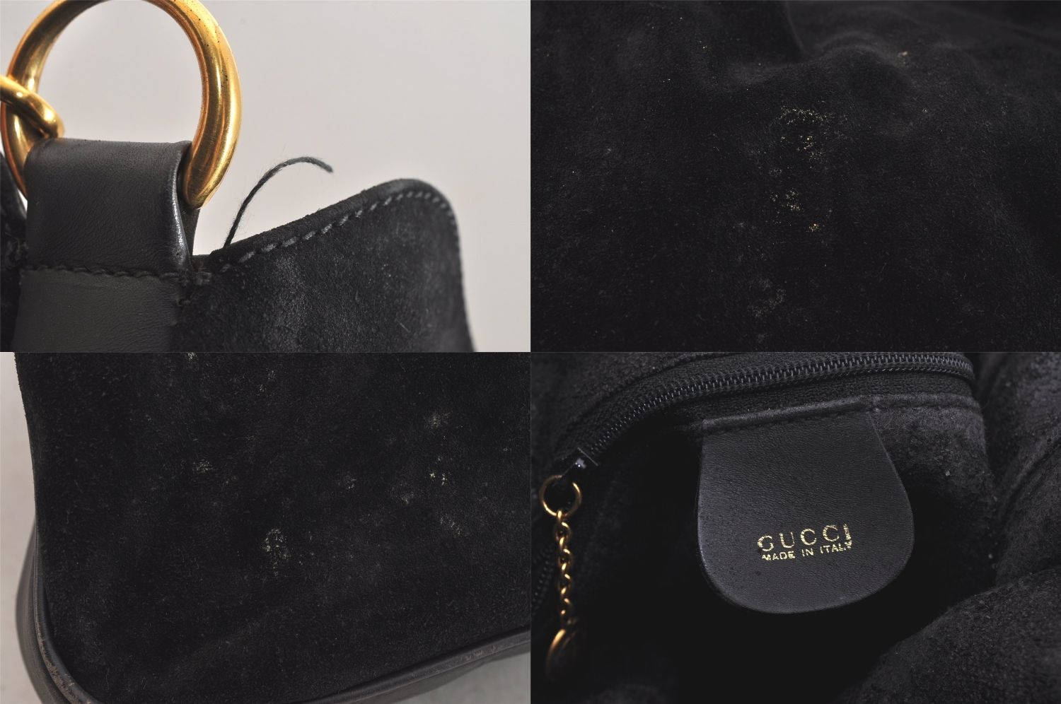 GUCCI グッチ バンブー ハンドル ハンドバッグ ブラック レザー スエード GUCCI グッチ バンブー ショルダーハンドバッグ スエード レザー