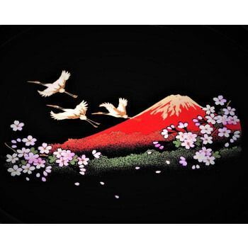 丸盆30cm 一富士二鶴三桜