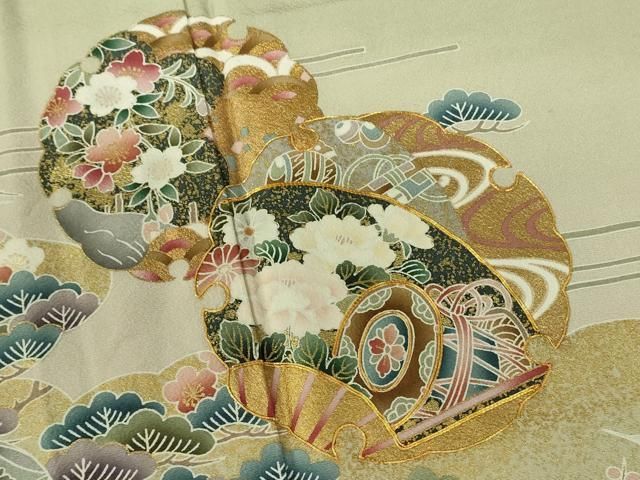 平和屋着物□訪問着 駒刺繍 雪輪花文 暈し染め 金彩 正絹 逸品