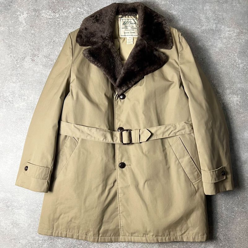 60s 70s 筆記体タグ LLBean 襟ボア グース ダウン コート 44 / 60年代 
