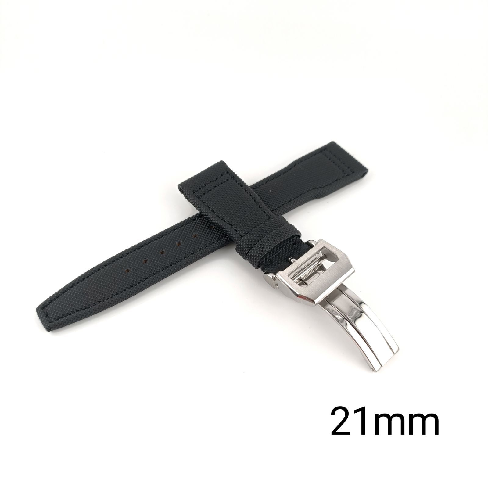 21mm 腕時計 ナイロン ベルト ブラック 黒 Dバックル付 【対応