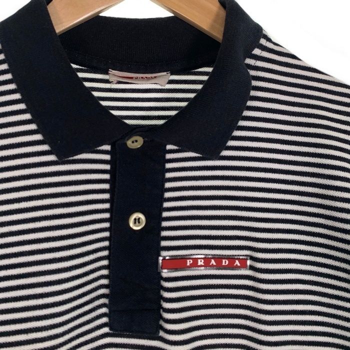 PRADA SPORT プラダスポーツ 鹿の子 ボーダーポロシャツ 半袖 ブラック