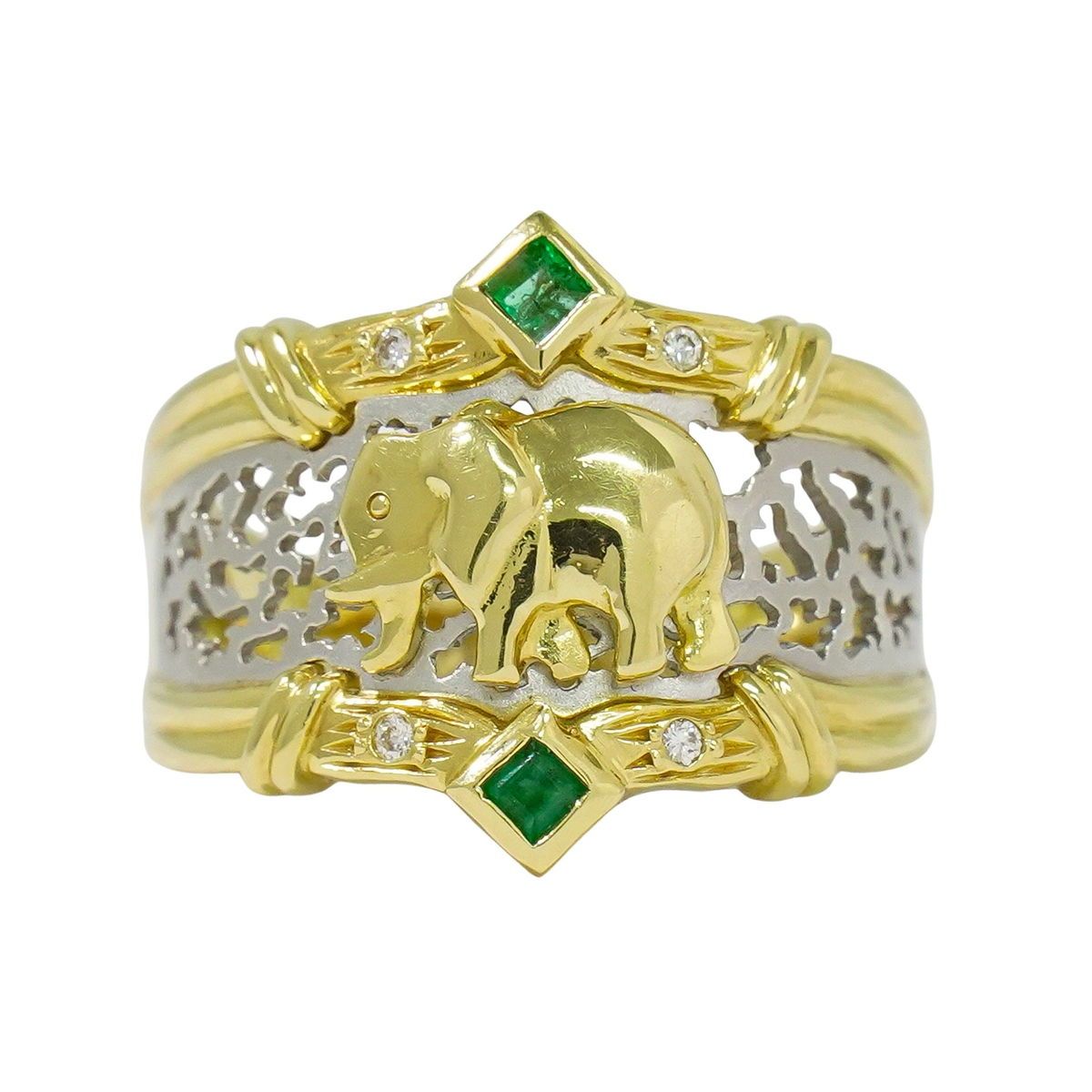 本物 エメラルド 0.14ct ダイヤモンド 0.03ct K18 YG Pt900 コンビ  