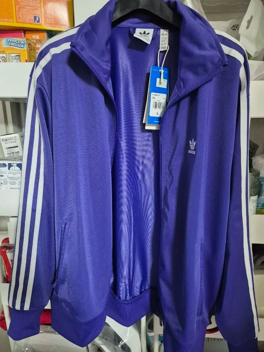 アディダス 3本線 トラックジャージ PURPLE パープル L