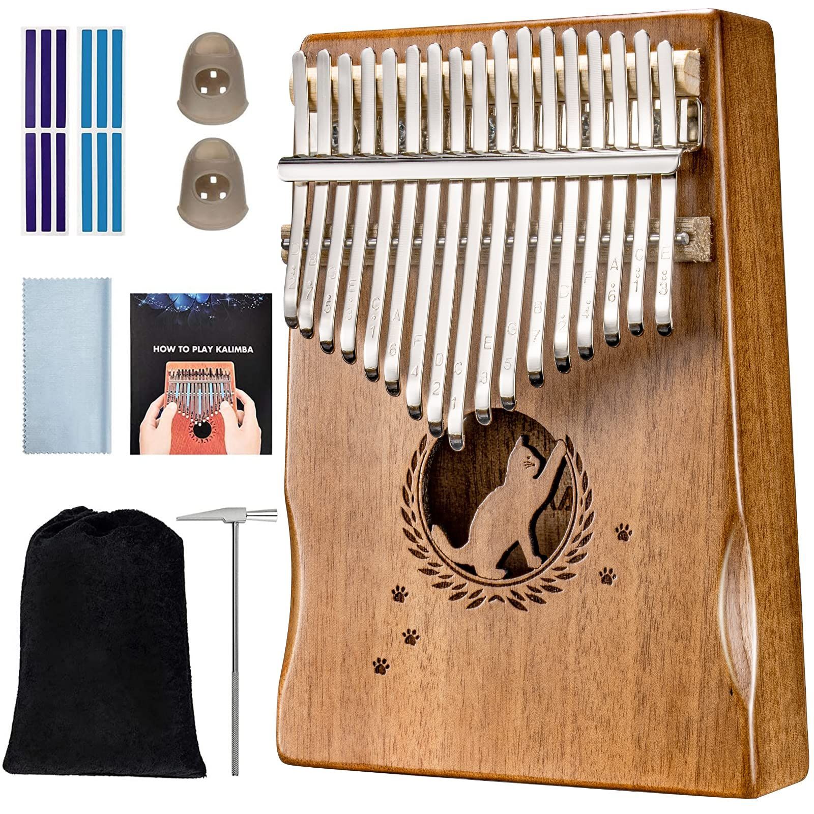 人気商品】カリンバ 親指ピアノ kalimba 17キー 楽器 猫 可愛い