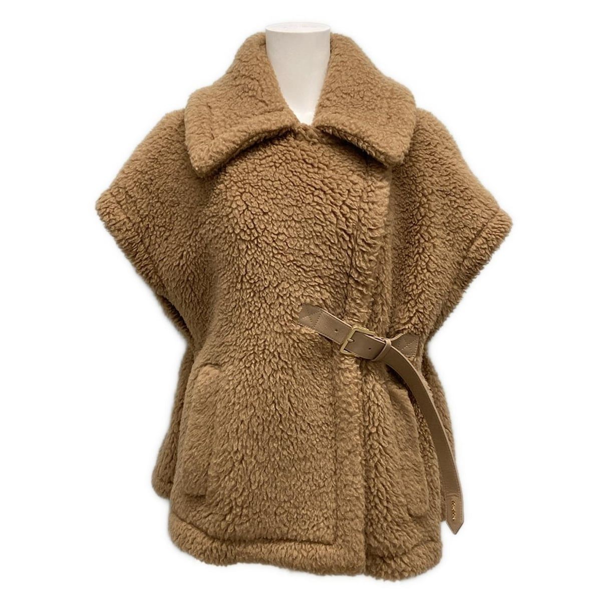 Max Mara マックスマーラ ポンチョ サイズSM レディース アバボ テディベア ケープ 23473616336 ブラウン キャメル×シルク|秋|冬 シルク