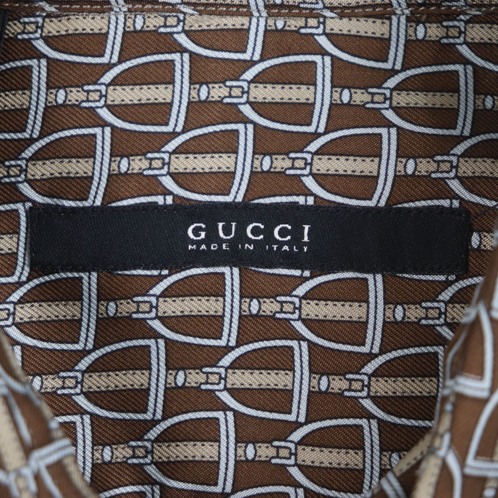 極美品▽GUCCI グッチ シルク100% トムフォード期 総柄 馬具鐙 ロゴ  