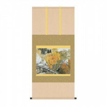 深秋渓流掛軸掛け軸共箱あり二重箱川山秋真作 37