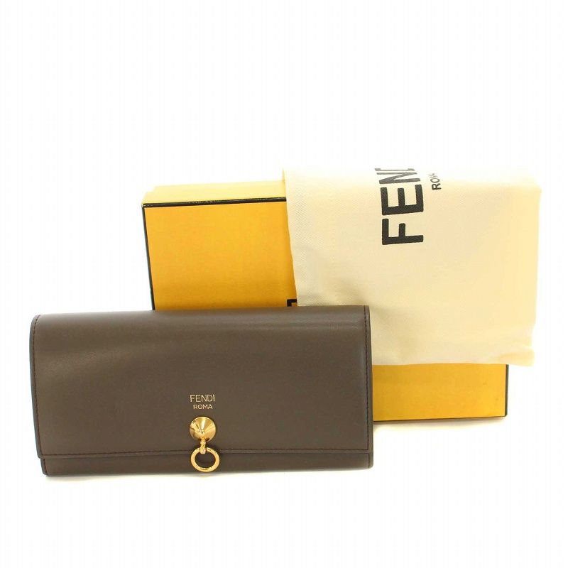 フェンディ FENDI バイザウェイ By The Way 長財布 二つ折り 小銭入れ ロゴ箔押し レザー 保存箱付き 保存袋付き 茶 ブラウン  /YT ☆AA★