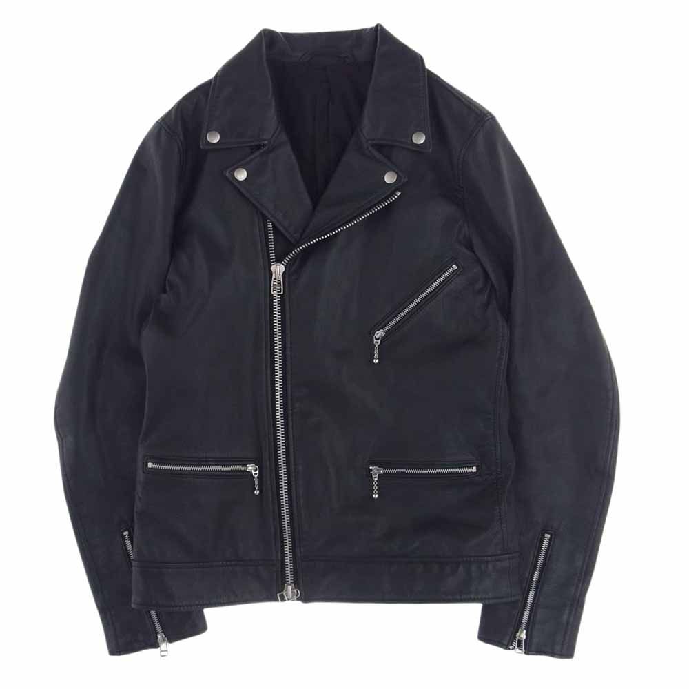 SHIPS JET BLUE やぎ革 レザーライダースジャケット M ネイビー