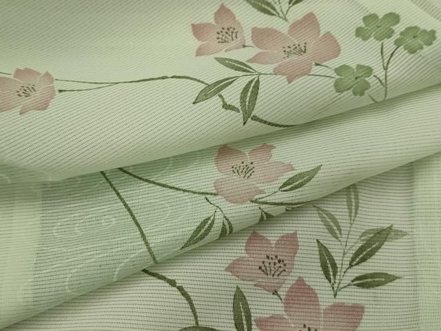 平和屋着物＊夏物 小紋 紗 枝花文 洗える着物 AAAZ5138sx