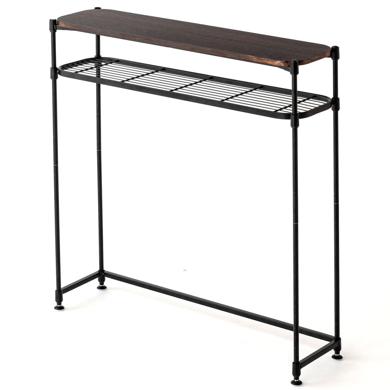 特別価格 棚付き スチール×木製 可動棚 幅80 収納 C12-C802BK 飾り棚 ブラック 玄関 幅80.5×奥行21.0×高さ79.5cm リビング 2段 おしゃれ 棚位置が調整できるコンソールテーブル カスタマイズ対応 スチールラック ルミナス の新提