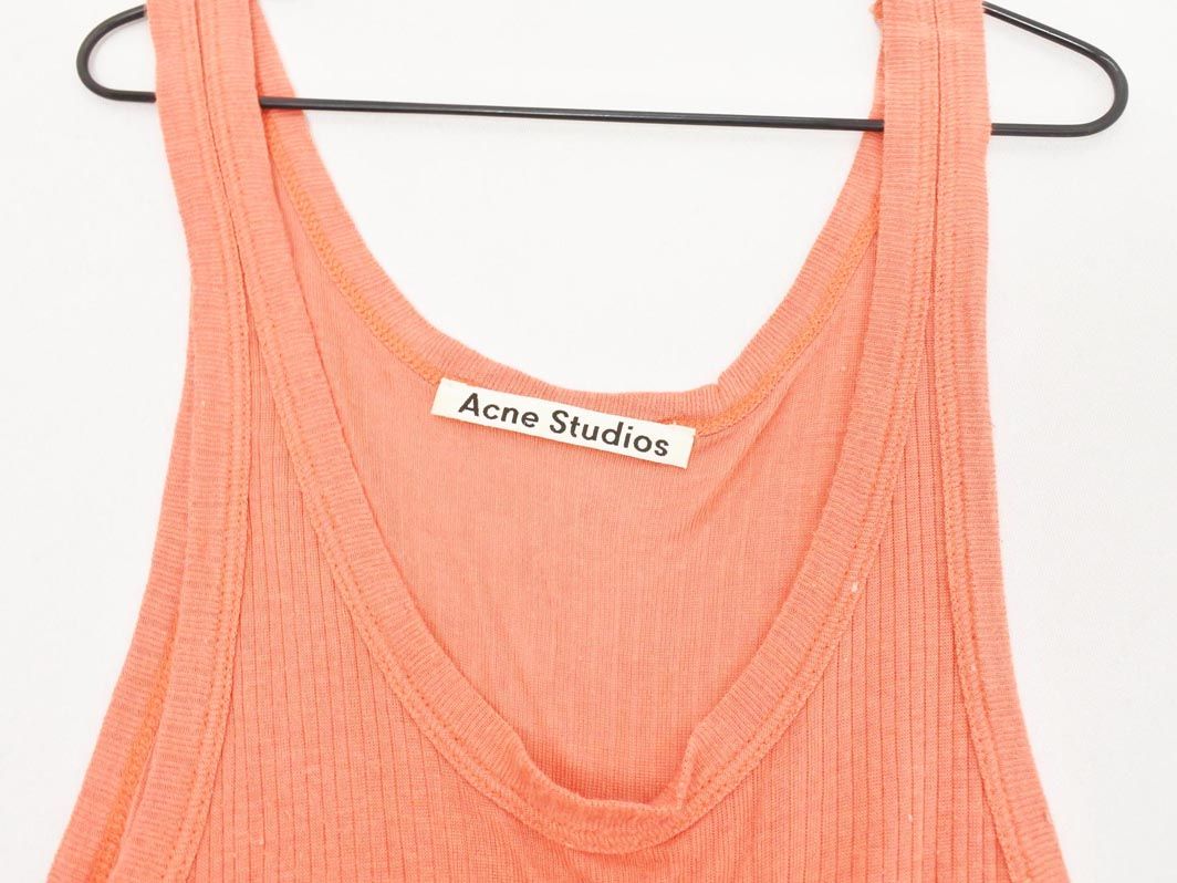 【美品】  Acne Studios / アクネストゥディオズ | ネオンカラー ハイネック リブ トップス | M | オレンジ系 | レディース ACNE STUDIOS アクネストゥディオズ Vネック ウール リブ ニット