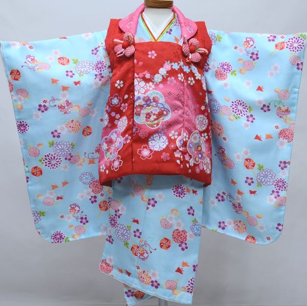七五三 三歳 女児 被布着物フルセット 百花繚乱 NO33264 七五三 三歳 女児 被布着物セット 百花繚乱 女の子 祝着 NO39414
