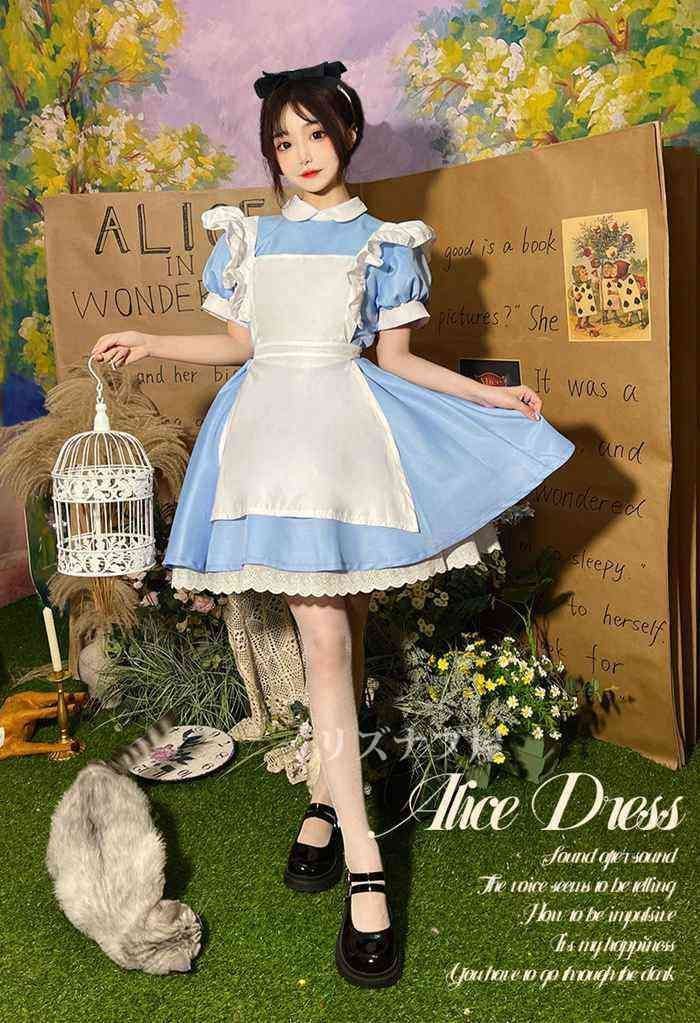 ハロウィン レディース アリス風 メイド服 衣装 メイド コスプレ ワンピース ゴスロリ 可愛い かわいい ドレスコスチューム コスプレ衣装 大人用 ワンピース エプロン 仮装 クリスマス プレゼント