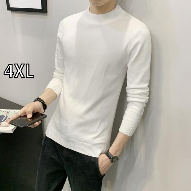 [4XL]秋冬 コーデ メンズ  服 シンプル ファッション オシャレ 大人 かっこいい 大きいサイズ ストリート 紳士服 ハーフ タートルネック 無地 シャツ セーター プルオーバー スリム