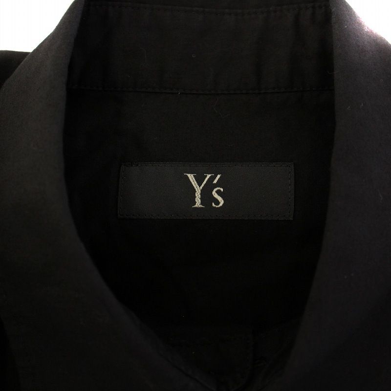 ワイズ Y's ヨウジヤマモト CELLULOSE VIYELLA FRONT TUCKED BLOUSE セルロースビエラフロントタックブラウス シャツ 五分袖 無地 2 黒 YS- ワイズ Y's ヨウジヤマモト CELLULOSE VIYELLA FRONT TUCKED